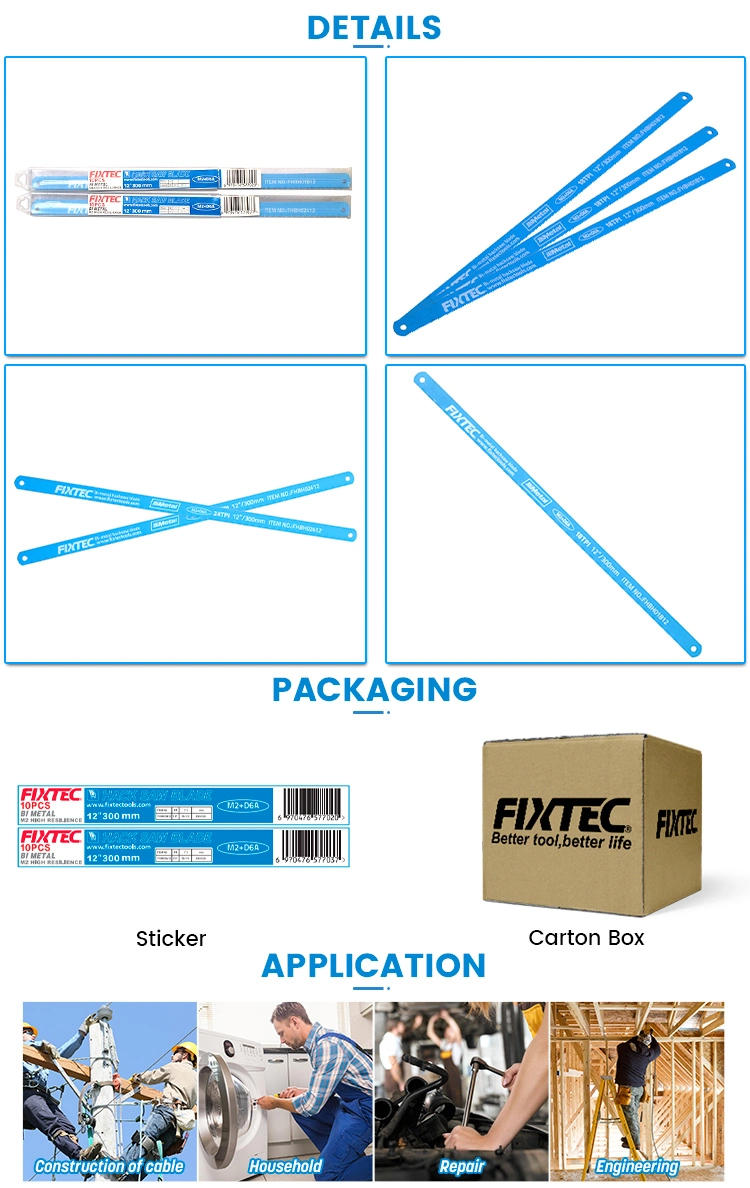 Fixtec Tools Sand Flex Bi-Metal Hand Hacksaw Blade Metal Cutting